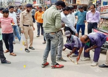 Preparation of Chaitra sale at Children park on 01.04.22
