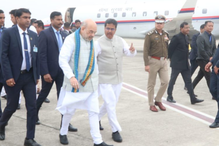 Union Home Minister Amit Shah arrives in Tripura to participate in Jan Biswas Yatra in Dharmanagar and Sabroom