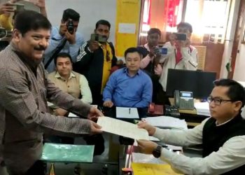 MLA Sudip Roy Barman filed his nomination to RO of 6 Agartala constituency cum addl. DM Tarit Kanti Chakma
