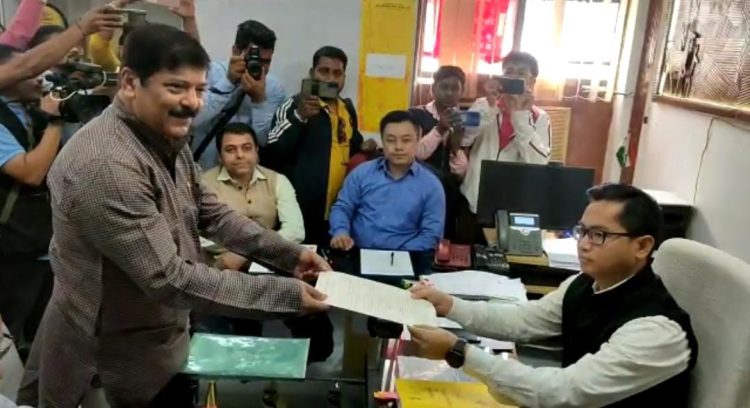 MLA Sudip Roy Barman filed his nomination to RO of 6 Agartala constituency cum addl. DM Tarit Kanti Chakma