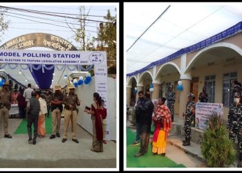 Model Polling Stations set up in Ramnagar High School in Agartala city where the voters from 7 Ramnagar Assembly Constituency and 8 Town Bordwali Assembly Constituency are exercising their franchise in festive mood !