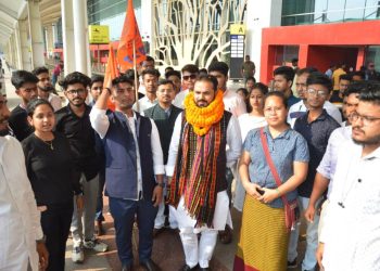 Akhil Bharatiya Vidyarthi Parishad State General Minister Hon’ble Yagywalkya Shukla arrives at Agartala Bir Bikram Memorial Airport today