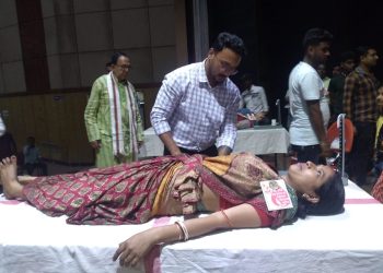 A blood donation camp was organized under the initiative of Dharmanagar Youth Morcha.