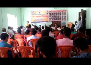 Blood donation camp was organized on Tuesday, April 18 at the Uttara district office of the Bharatiya Janata Party.