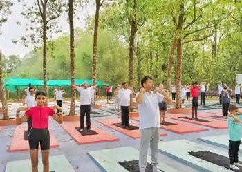 G20 delegates visits  the Oxygen Park, Agartala today morning and took part in a Yoga Session .