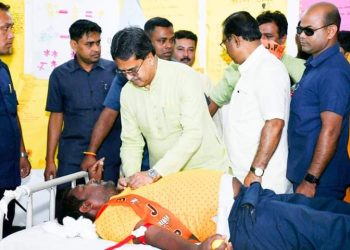 CM Dr. Manik Saha interacts with blood donars during a blood donation camp