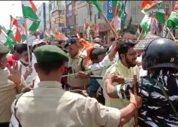 Congress protests in Agartala against disqualification of Rahul Gandhi
