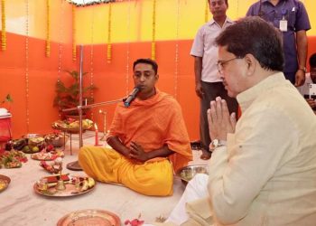 on Friday, the newly constructed MLA residence was inaugurated through Puja  Chief Minister Dr. Manik Saha