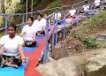 The Yoga exhibition was organized on Thursday at the foot of the BSF’s 199 Battalion at the foot of Shivyath Unakoti.