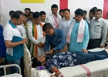 A blood donation camp was organized on Wednesday under the initiative of Fair Price Shop Management Committee