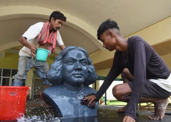 On the occasion of kazi Nazrul Islam’s birth anniversary Preparations are going on starting