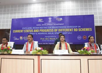 State Chief Minister Prof. Dr. Manik Saha addressed a one-day workshop of Rural Development Department at Pragya Bhavan in Agartala on Wednesday.