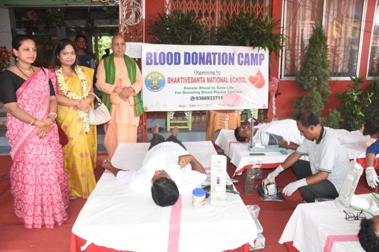 A blood donation camp was organized in ISKCON on the occasion of Rath Yatra