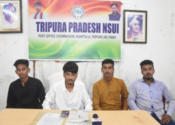 Yesterday, ABVP student organization protested in front of Tripura University.