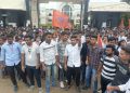 Akhil Bharatiya Vidyarthi Parishad stages protest in front of Tripura University