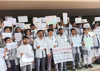 Medical students protest in AGMC college premises