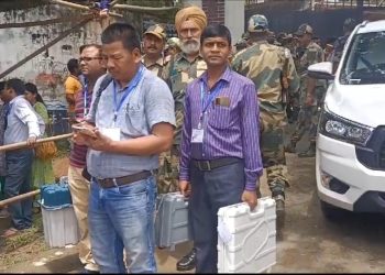 Polling agents arrived to polling station with voting material