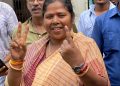 Union Minister of State Pratima Bhaumik exercised her right to vote in the by-election