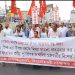 Kishan Morcha stages protest accusing it of launching an attack on the media