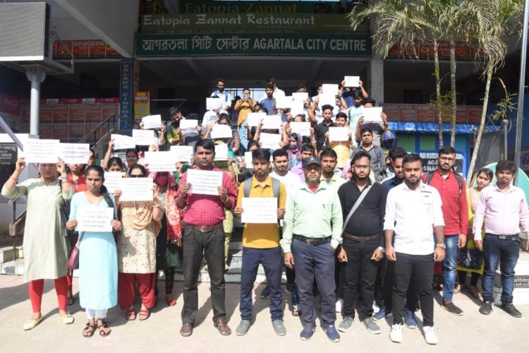 STGT examinees protest to demand release of results again