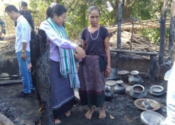 PK Jamatia Provided Assistance To A House Burnt Victim.