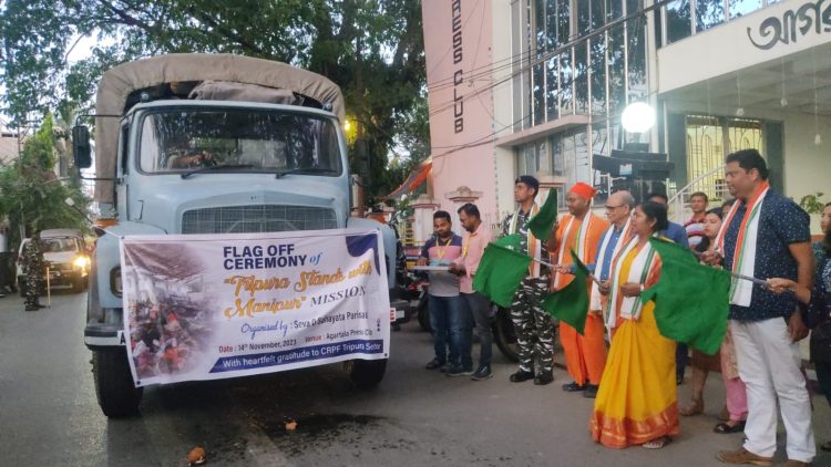 Union Minister attend flag off ceremony of Tripura Stands with Manipur Mission