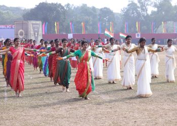 The 75th Republic Day celebrations at the Assam Rifles Ground in Agartala today attracted the attention of all present with a beautiful parade by various platoons and mesmerizing cultural performances by students.