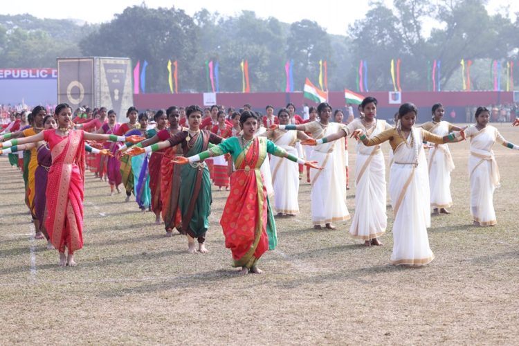 The 75th Republic Day celebrations at the Assam Rifles Ground in Agartala today attracted the attention of all present with a beautiful parade by various platoons and mesmerizing cultural performances by students.