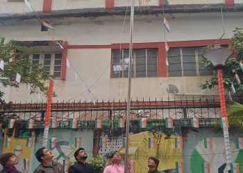 On the morning of the Republic Day, the national flag was hoisted in the premises of the main office of Agartala Pura Nigam today 