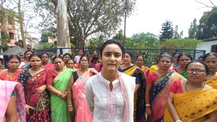 Promila Bahini protests outside North District Police Superintendent’s office