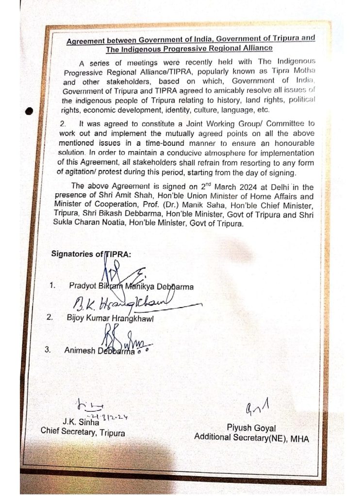 Central resolve the demands of TIPRA Motha