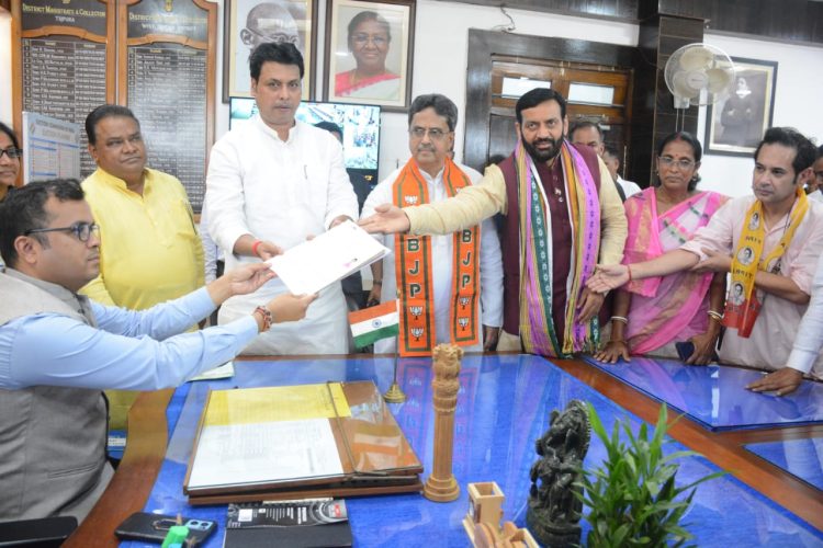 Biplab Kumar Dev Files Nomination Papers for West Tripura Lok Sabha Seat