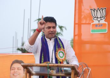 Tripura Election Rally Highlights BJP’s Claims of Non-Violence and Women Empowerment