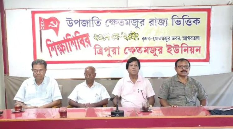Tribal agricultural laborers attend political education camp organized by Tripura Khet Majur Union