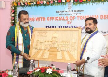 Union Minister of State for Tourism, Petroleum, and Natural Gas, Suresh Gopi,has  arrived in Tripura for a two-day visit.