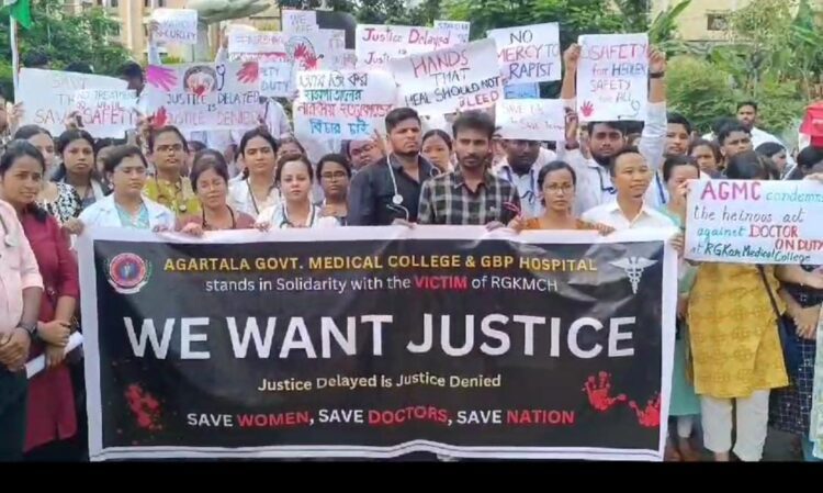 Medical students stages protest against the tragic incident at RG Kar Medical College and Hospital
