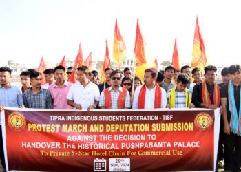 TIPRA Motha Protests Against Five-Star Hotel at Ujjayanta Palace