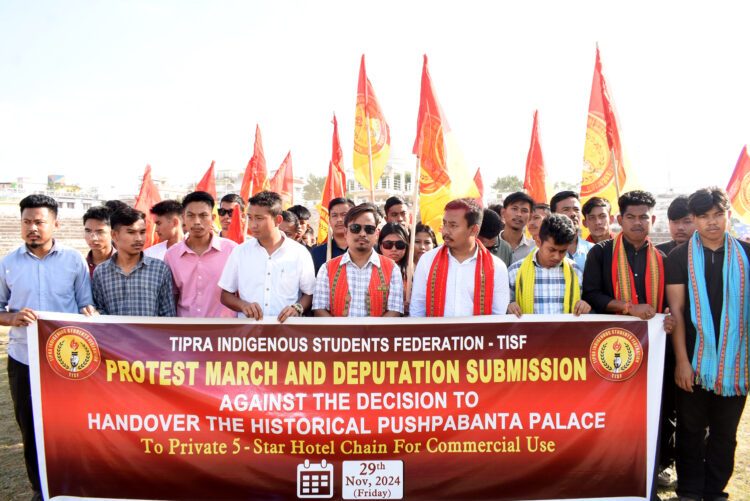 TIPRA Motha Protests Against Five-Star Hotel at Ujjayanta Palace