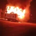 A picnic bus caught fire while returning from a picnic.