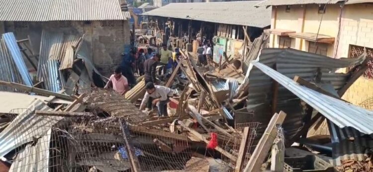 AMC Demolished illegally constructed roads and temporary shops