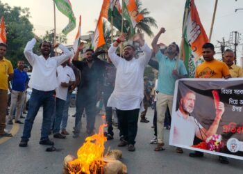 Tripura Youth Congress Protests Rahul Gandhi’s Bihar Visit Obstruction