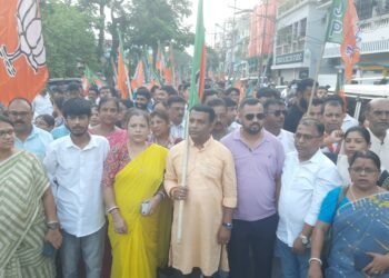 BJP Holds Protest in Agartala Demanding Arrest of Congress Leader Sahajahan Islam