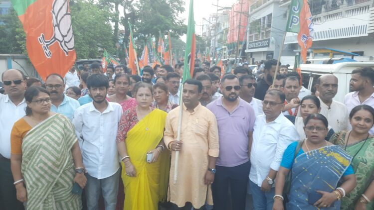 BJP Holds Protest in Agartala Demanding Arrest of Congress Leader Sahajahan Islam