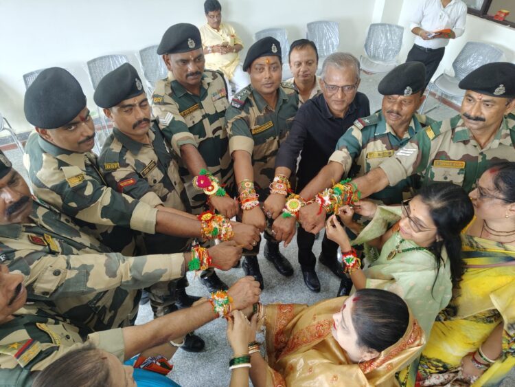 Under the initiative of Tripura Pradesh Mahila Morcha, the Raksha Bandhan festival was celebrated at the Akhaura check post.