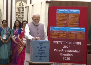 PM Modi Casts Vote in Vice-Presidential Election; NDA’s Radhakrishnan Faces INDIA Bloc’s Reddy