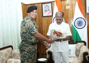 BSF IG Chakraborty meets Governor Indra Sena Reddy Nallu