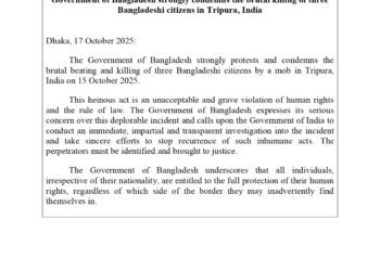Bangladesh demands fair probe into Tripura lynching of 3 nationals