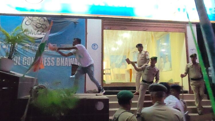 Trinamool office attacked amid tense BJP rally in Agartala