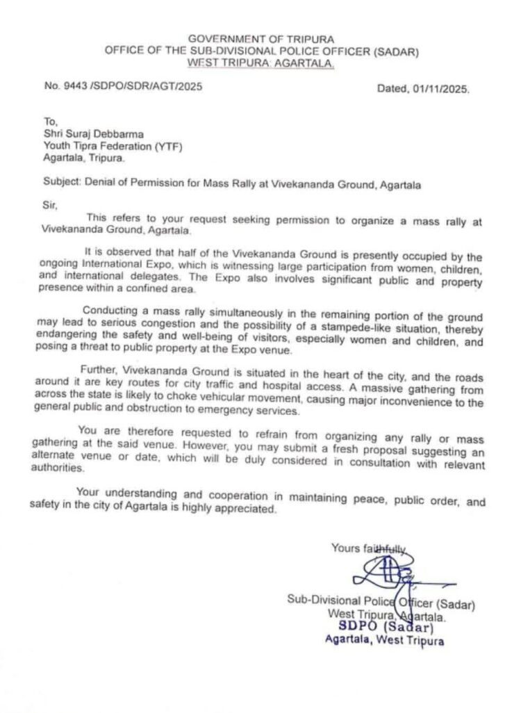 Tipra Motha Rally Faces Police Denial in Tripura