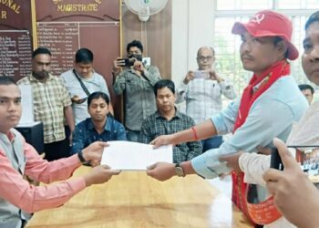 CPI(M) candidates submit papers for ADC polls in Tripura
